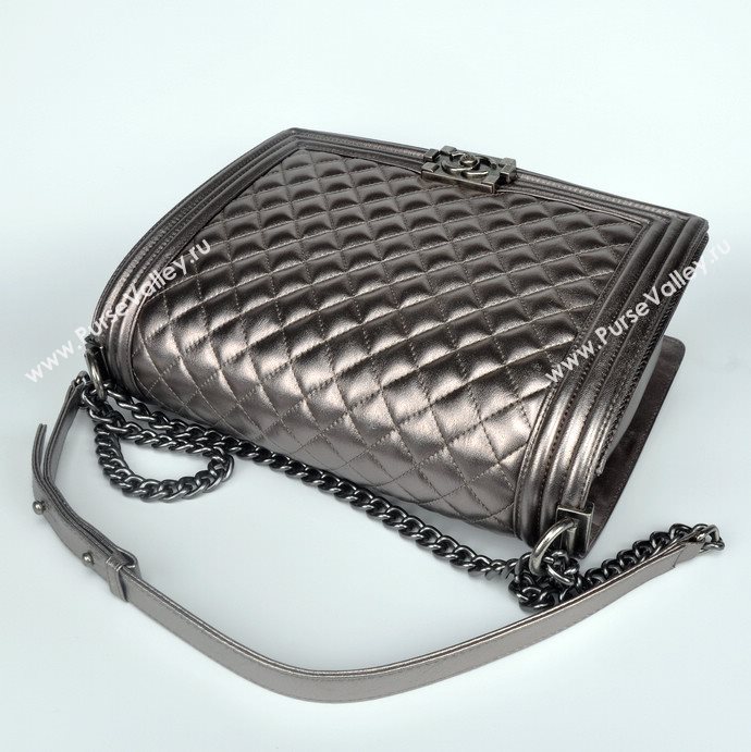 Chanel 67087 leather large le boy handbag silver bag 5651