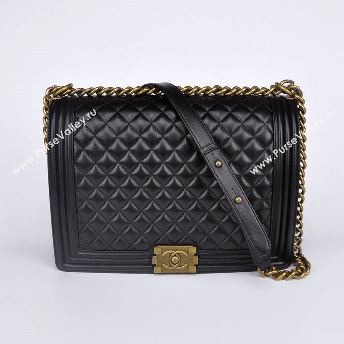 Chanel 67087 leather large le boy handbag black bag 5652