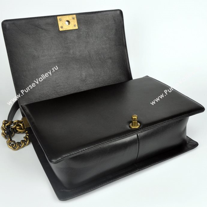 Chanel 67087 leather large le boy handbag black bag 5652