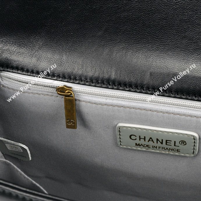 Chanel 67087 leather large le boy handbag black bag 5652