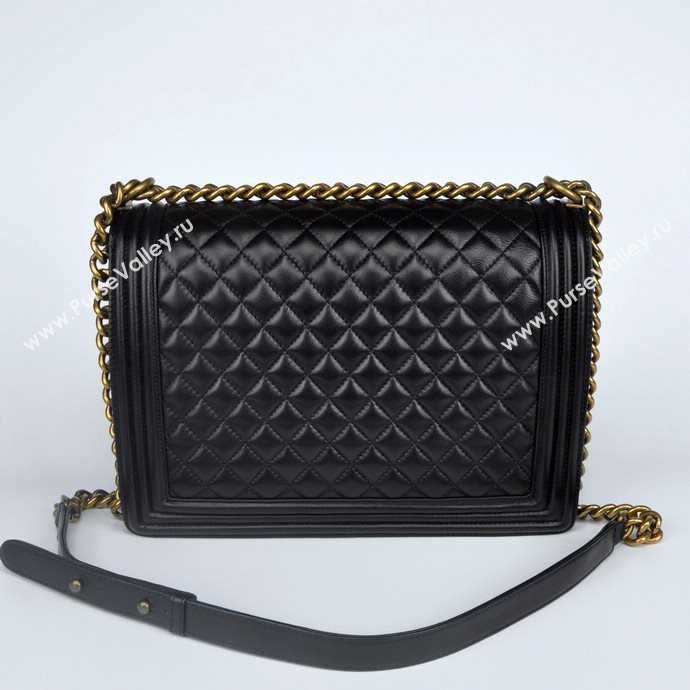 Chanel 67087 leather large le boy handbag black bag 5652