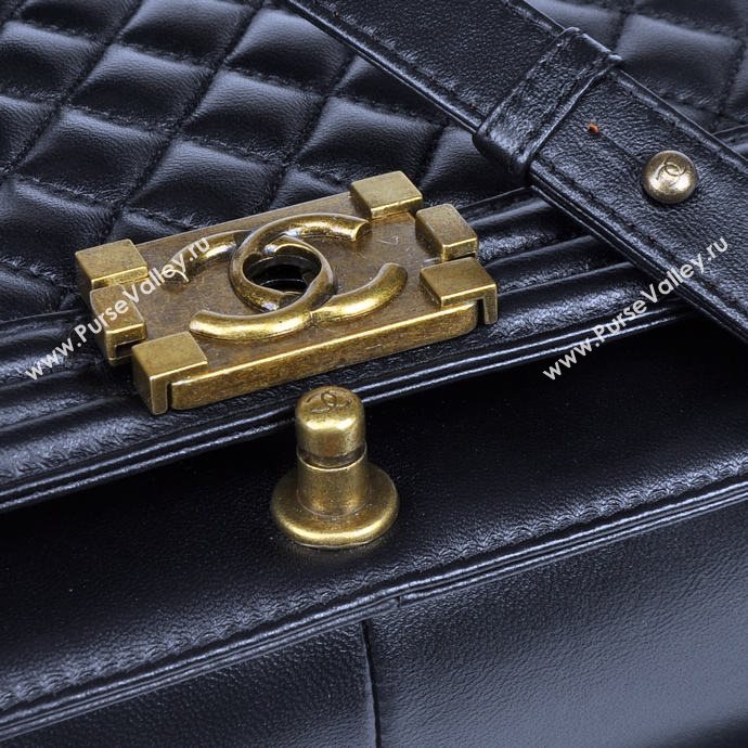 Chanel 67087 leather large le boy handbag black bag 5652
