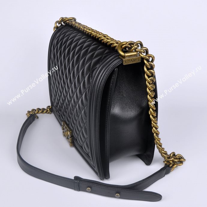 Chanel 67087 leather large le boy handbag black bag 5652
