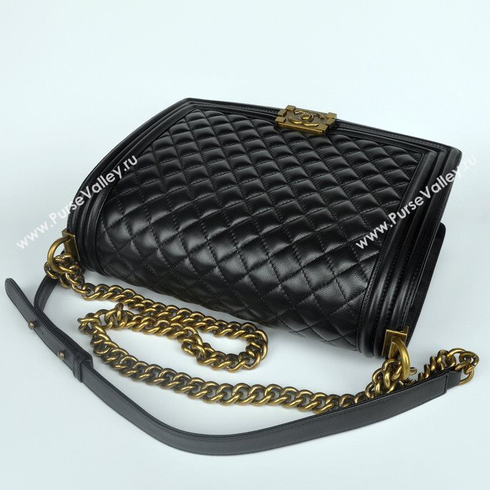 Chanel 67087 leather large le boy handbag black bag 5652