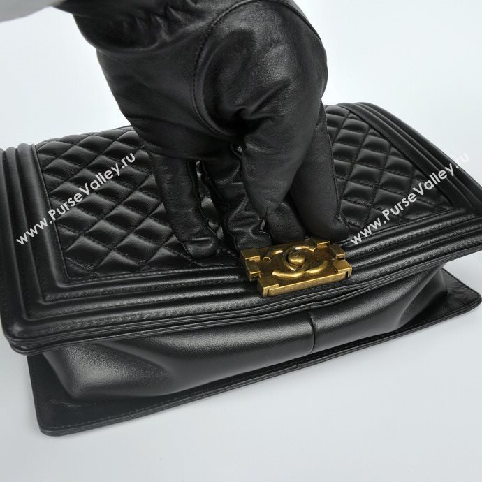 Chanel 67087 leather large le boy handbag black bag 5652