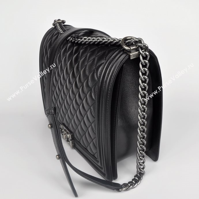 Chanel 67087 leather large le boy handbag black bag 5653