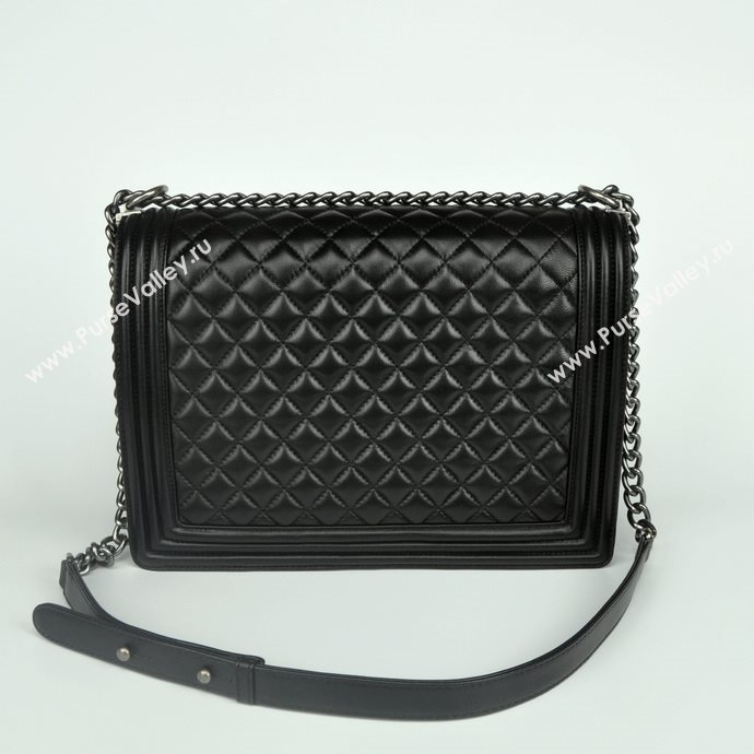 Chanel 67087 leather large le boy handbag black bag 5653