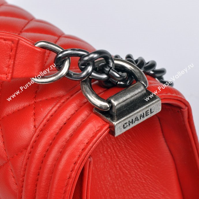 Chanel 67087 leather large le boy handbag red bag 5654