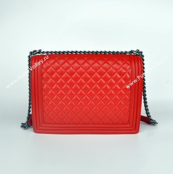 Chanel 67087 leather large le boy handbag red bag 5654