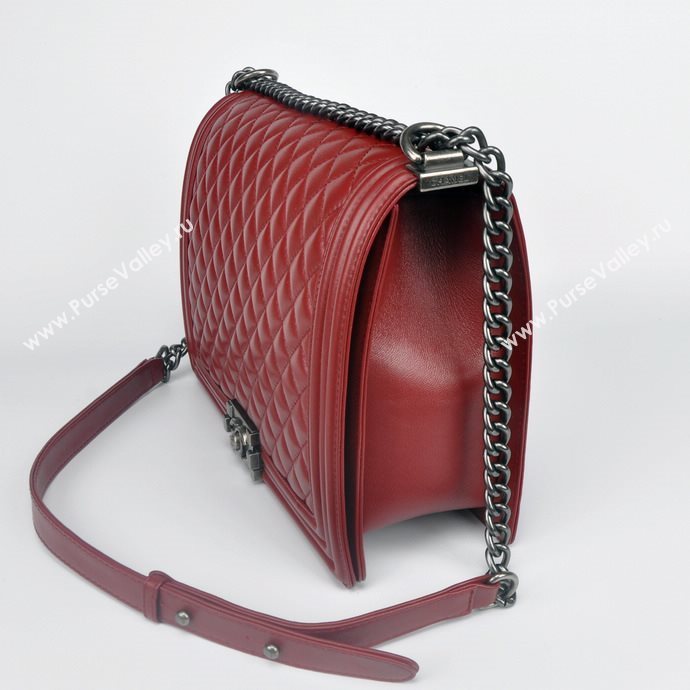 Chanel 67087 leather large le boy handbag wine bag 5655