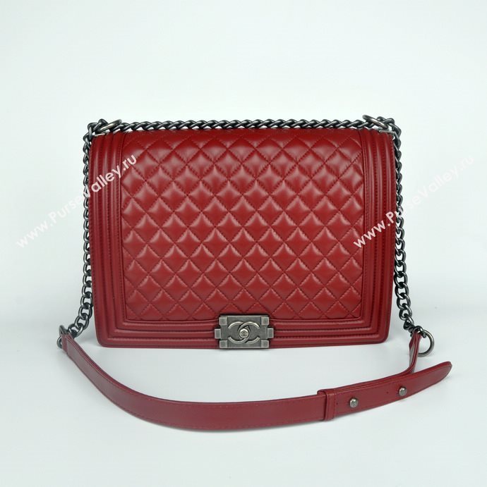 Chanel 67087 leather large le boy handbag wine bag 5655