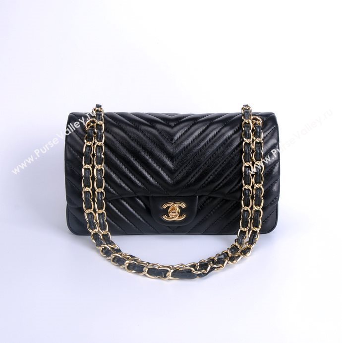 Chanel 1112 leather classic flap handbag black bag 5657