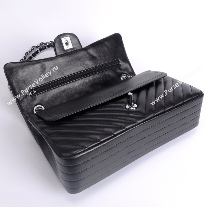 Chanel 1112 leather classic flap handbag black bag 5658