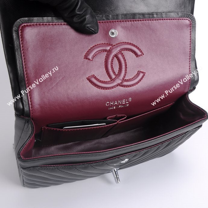 Chanel 1112 leather classic flap handbag black bag 5658