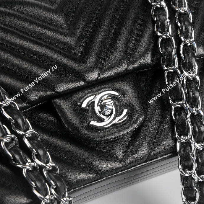 Chanel 1112 leather classic flap handbag black bag 5658