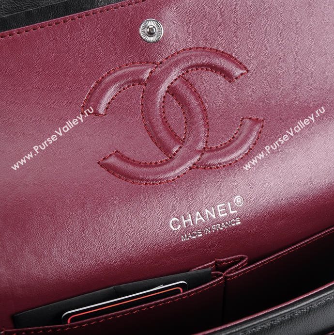 Chanel 1112 leather classic flap handbag black bag 5658