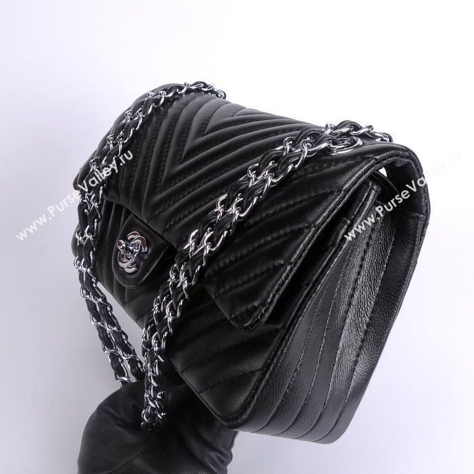 Chanel 1112 leather classic flap handbag black bag 5658