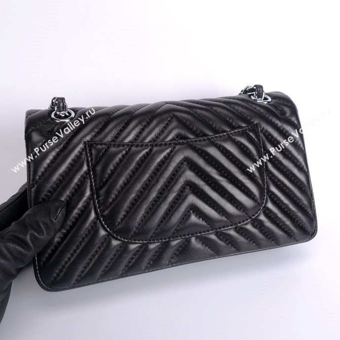 Chanel 1112 leather classic flap handbag black bag 5658