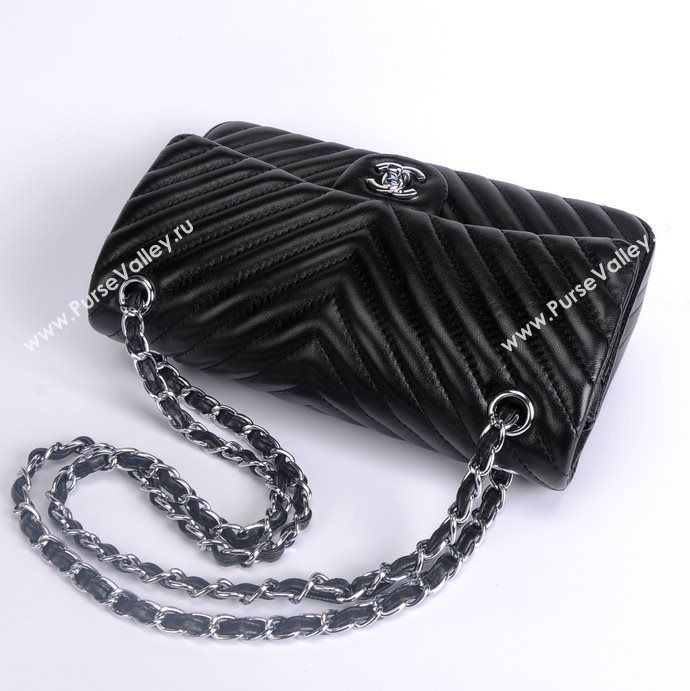 Chanel 1112 leather classic flap handbag black bag 5658