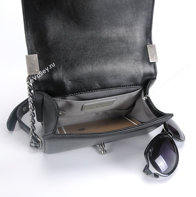 Chanel 67085 leather small le boy handbag black bag 5659