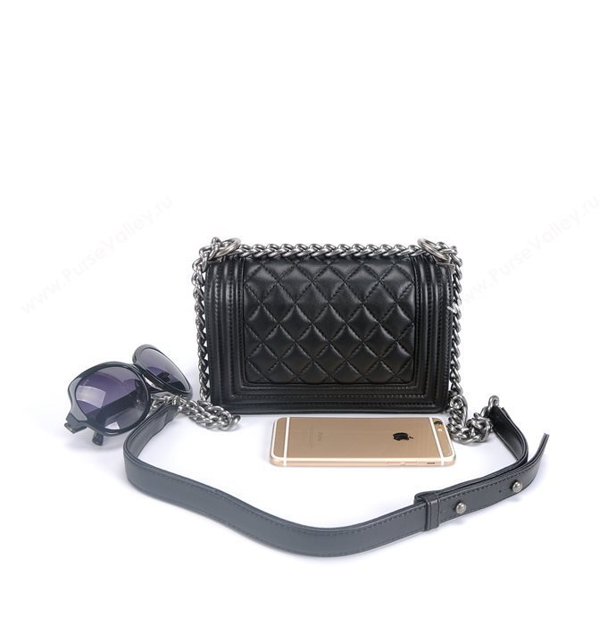 Chanel 67085 leather small le boy handbag black bag 5659