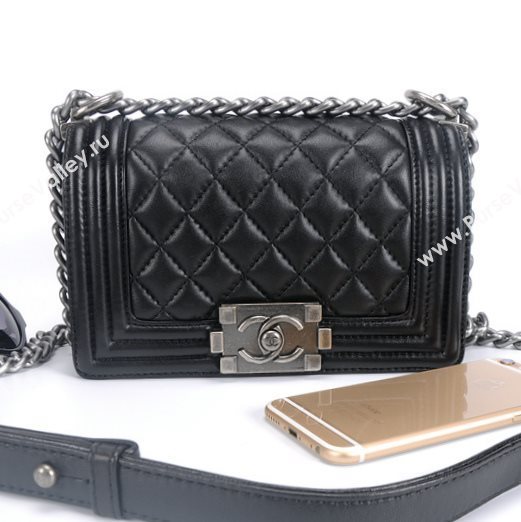 Chanel 67085 leather small le boy handbag black bag 5659