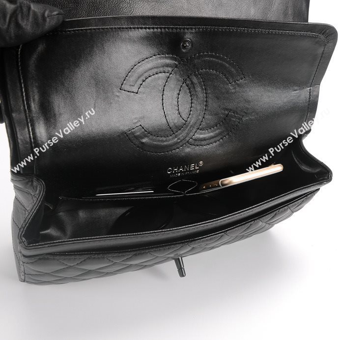 Chanel 1113 leather large classic flap handbag black bag 5660