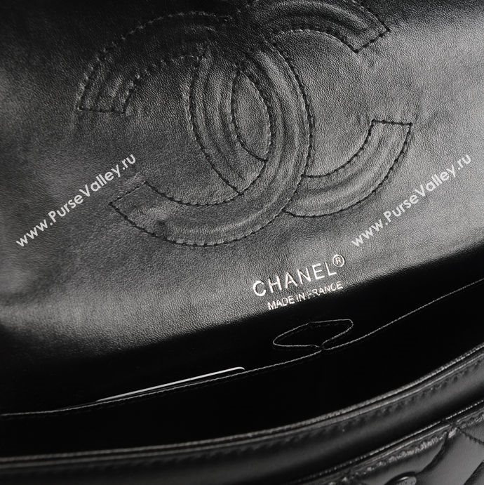 Chanel 1113 leather large classic flap handbag black bag 5660