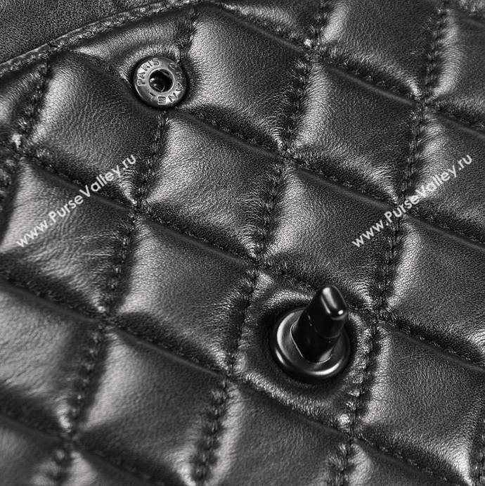 Chanel 1113 leather large classic flap handbag black bag 5660