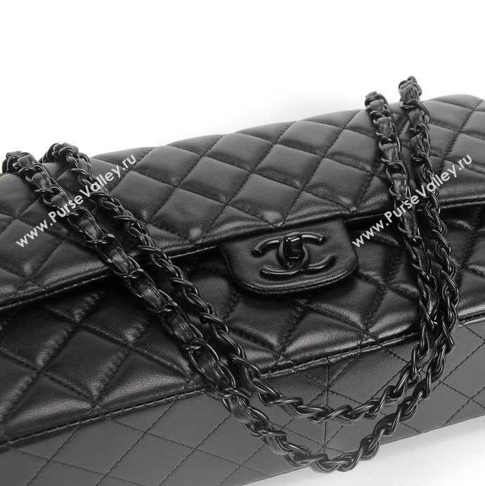 Chanel 1113 leather large classic flap handbag black bag 5660