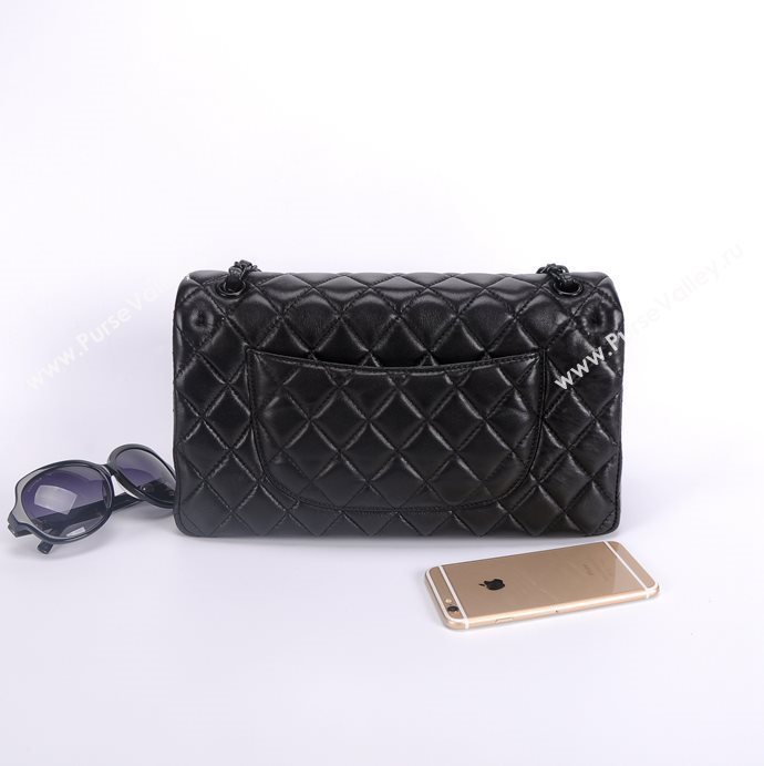 Chanel 1113 leather large classic flap handbag black bag 5660