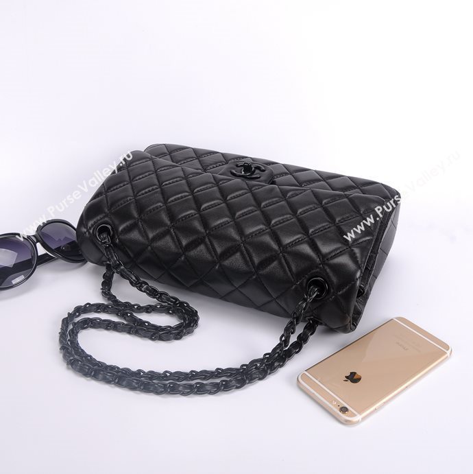 Chanel 1113 leather large classic flap handbag black bag 5660