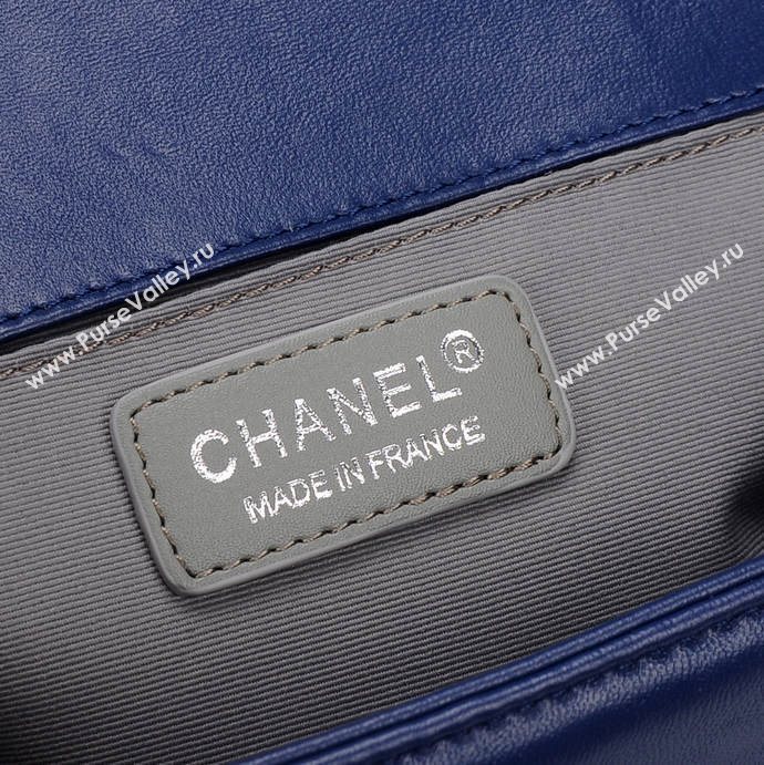 Chanel 67086 leather medium le boy handbag blue bag 5661