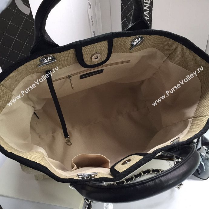 Chanel 68046 large canvas shopping tote handbag apricot bag 5663