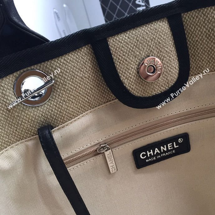 Chanel 68046 large canvas shopping tote handbag apricot bag 5663