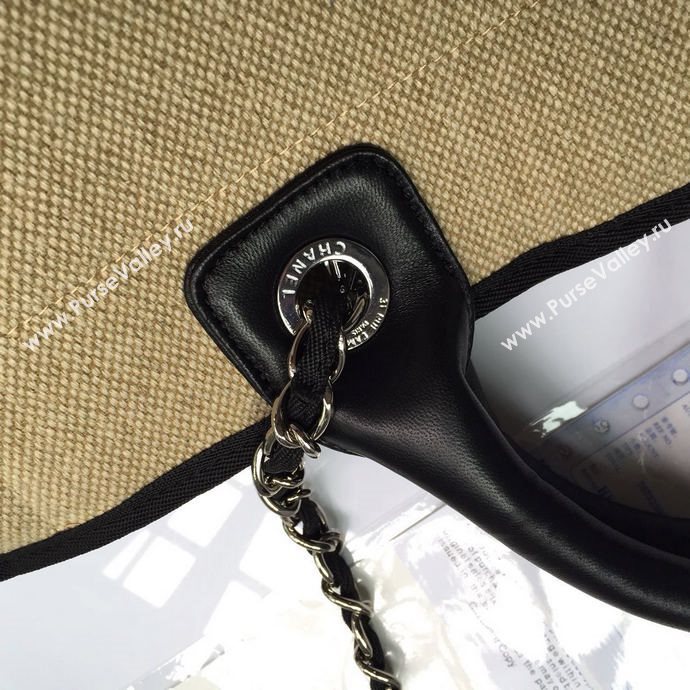 Chanel 68046 large canvas shopping tote handbag apricot bag 5663