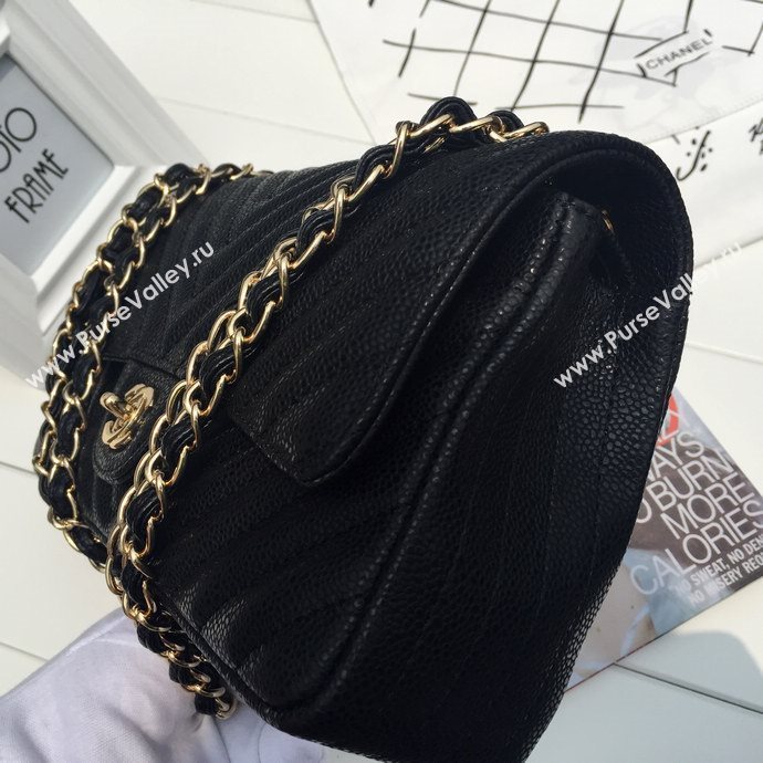 Chanel 1112 caviar leather classic flap handbag black bag 5666