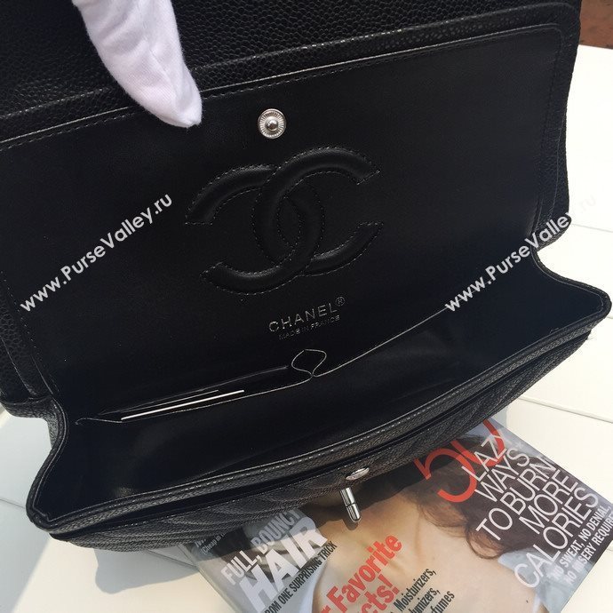 Chanel 1112 caviar leather classic flap handbag black bag 5667