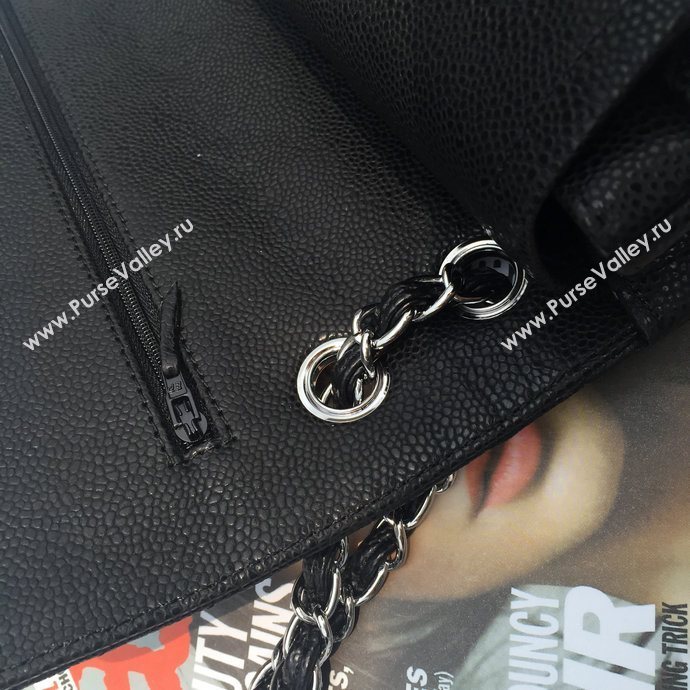 Chanel 1112 caviar leather classic flap handbag black bag 5667