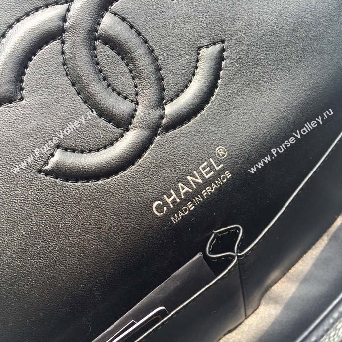 Chanel 1112 caviar leather classic flap handbag black bag 5667