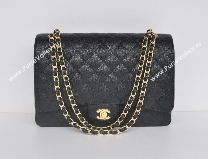 Chanel 58601 maxi large caviar leather classic handbag black bag 5668