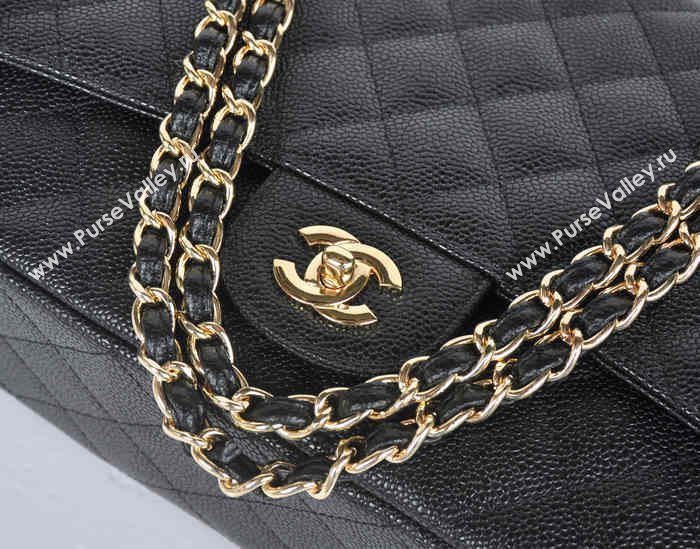 Chanel 58601 maxi large caviar leather classic handbag black bag 5668