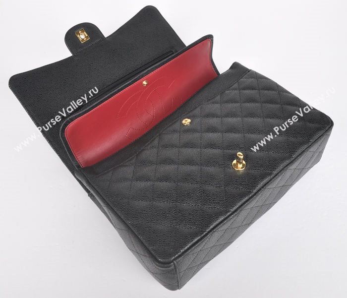 Chanel 58601 maxi large caviar leather classic handbag black bag 5668