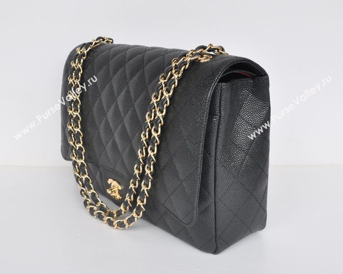 Chanel 58601 maxi large caviar leather classic handbag black bag 5668