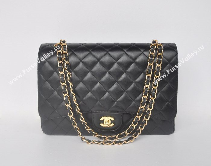 Chanel 58601 maxi large leather classic handbag black bag 5669