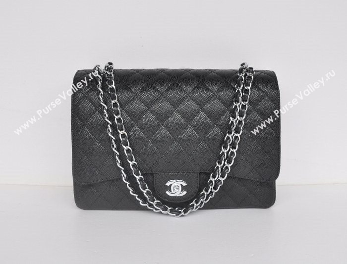 Chanel 58601 maxi large leather classic handbag black bag 5670