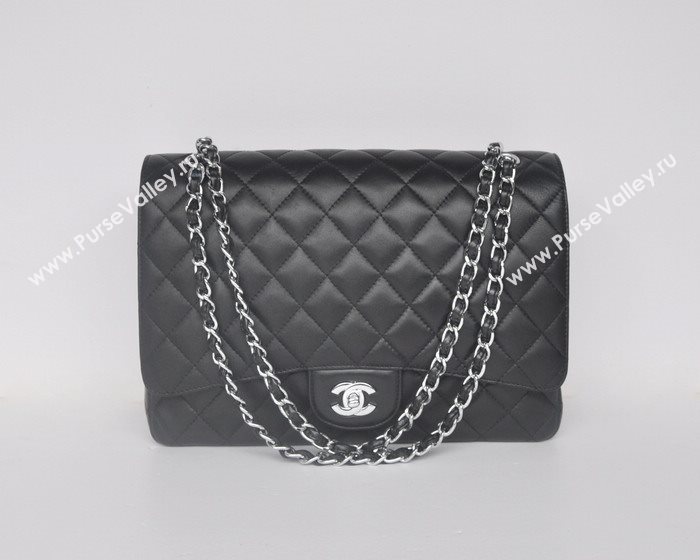 Chanel 58601 maxi large leather classic handbag black bag 5671