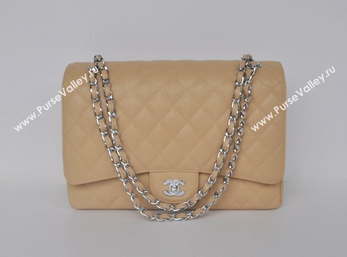 Chanel 58601 maxi large caviar leather classic handbag apricot bag 5672