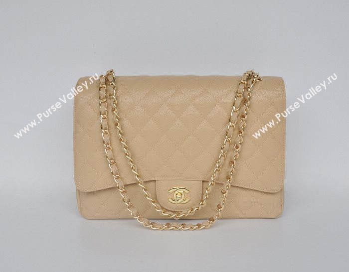 Chanel 58601 maxi large caviar leather classic handbag apricot bag 5673