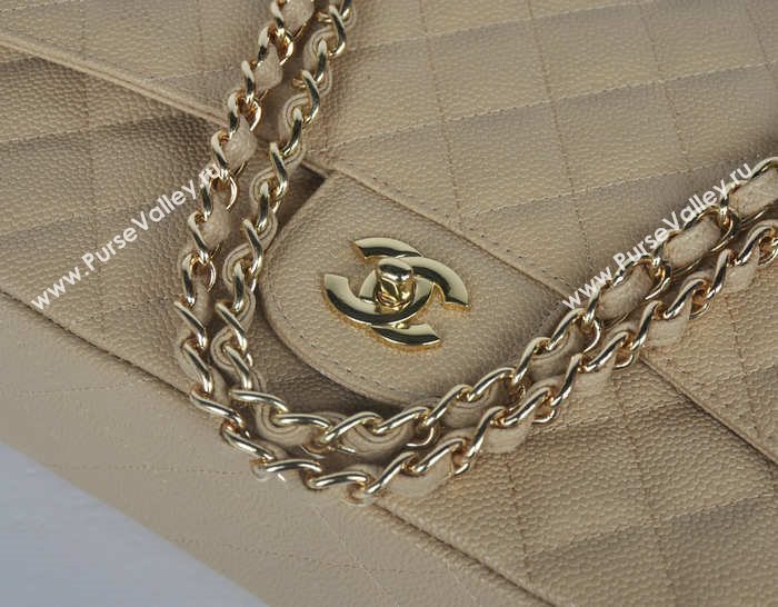 Chanel 58601 maxi large caviar leather classic handbag apricot bag 5673